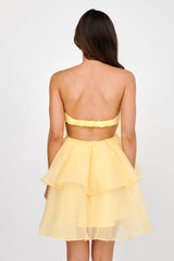 Behati Tiered Layer Mini Dress Yellow