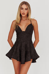 July Jacquard Crossover Straps Romper Black