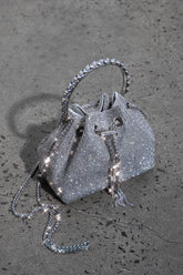Hannah Diamante Bucket Bag Silver