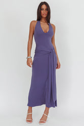 Matchmakers Sash Waist Halter Maxi Dress Taupe