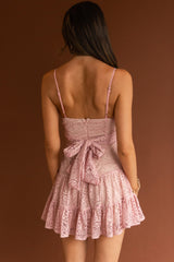 Just Like Heaven Lace Overlay Mini Dress Blush