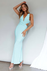 High Life Plunging Neckline Maxi Dress Mint