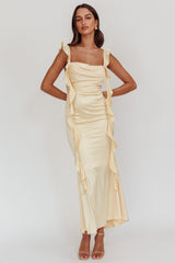 Blushing Ruffle Trim Midi Dress Butter