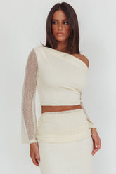 Alivya Asymmetric Shoulder Crop Top Butter