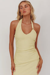 Always Ready Asymmetric Hem Halter Top Sage