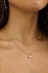 Hollis Double Strand Droplet Necklace Gold/Pearl