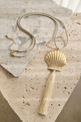Fioren Shell Tassel Necklace Gold/Ivory