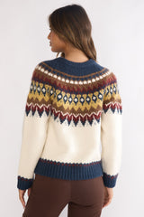 Irelia Long Sleeve Knit Top Ivory Multi