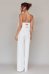 Butterfly Kiss Strapless Jumpsuit Off White