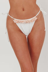 Anita String Tie Frill Bikini Bottom White/Blush