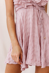 Asher Layered Frill Neckline Mini Dress Blush