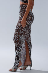 BLING BLING MESH RHINESTONE MAXI SKIRT