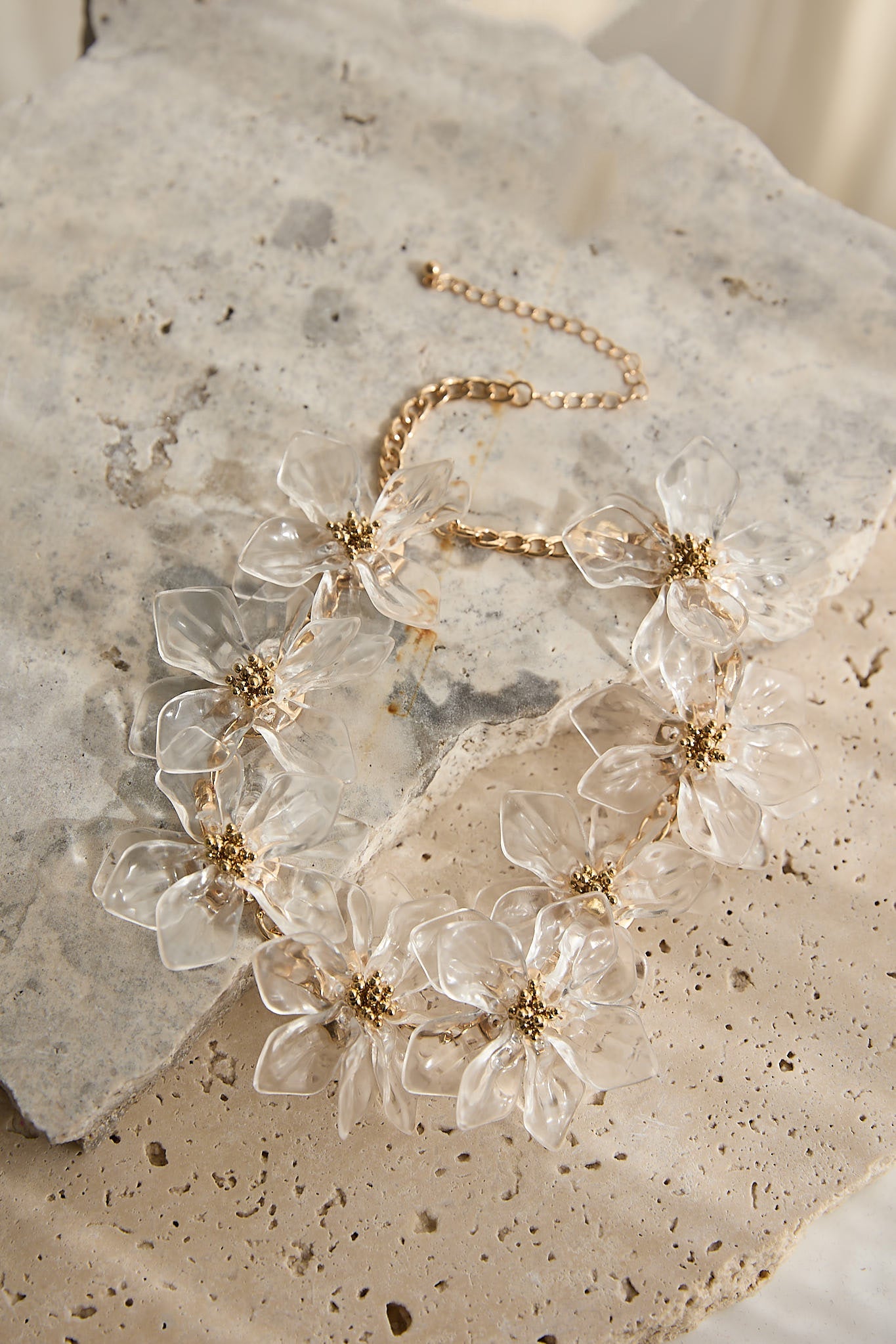 Mendoza Acrylic Floral Necklace Clear
