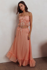 Maidens Tie Detail Overlock Maxi Skirt Apricot