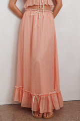 Maidens Tie Detail Overlock Maxi Skirt Apricot