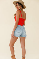 Head West Cut-Out Wide Strap Crop Top Red